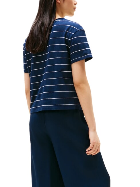 TH MODERN T-shirt con stampa misto lino breton ecru/dark night navy stp - T-shirt e Top Donna