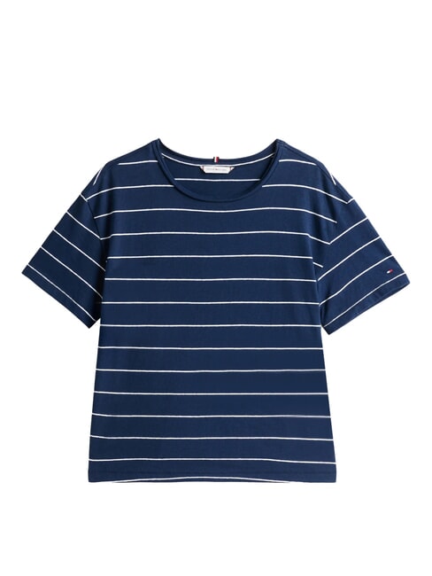 TH MODERN T-shirt con stampa misto lino breton ecru/dark night navy stp - T-shirt e Top Donna