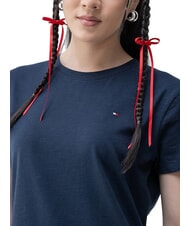 TOMMY HILFIGER SLUB T-shirt manica corta in cotone dark night navy - T-shirt e Top Donna - 3