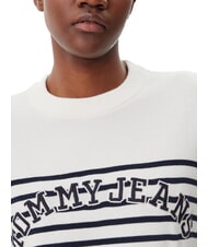 TOMMY HILFIGER VARSITY Maglione girocollo in cotone con logo ancient white - Maglie Donna - 3