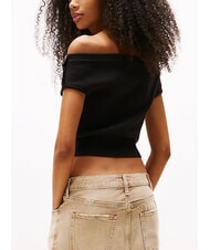 TOMMY HILFIGER TH JEANS Maglia cropped manica aletta black - T-shirt e Top Donna - 2