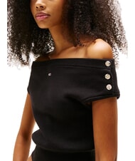 TOMMY HILFIGER TH JEANS Maglia cropped manica aletta black - T-shirt e Top Donna - 3