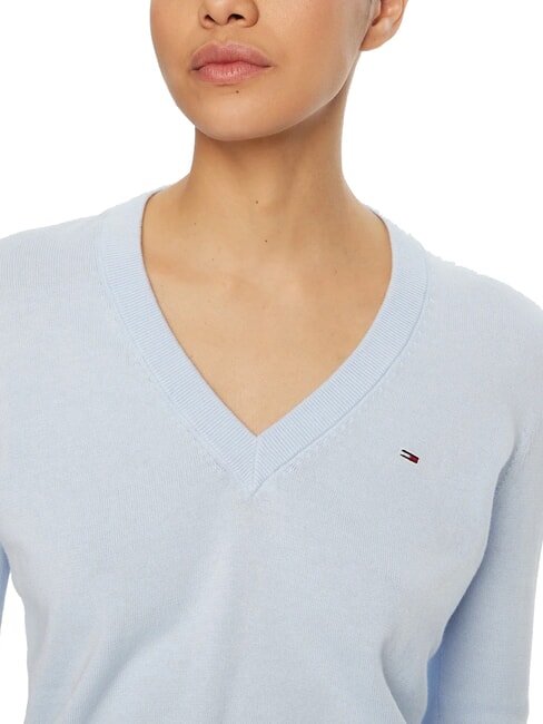 TH JEANS Maglione donna in cotone scolo a V sweet blue - Maglie Donna