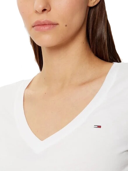 TH JEANS T-shirt manica corta scollo a V white - T-shirt e Top Donna