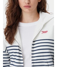 TOMMY HILFIGER SCRIPT LOGO Felpa full zip in cotone con cappuccio ecru / navy stripe - Felpe Donna - 3