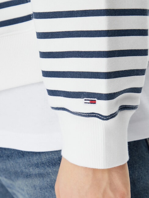 SCRIPT LOGO Felpa full zip in cotone con cappuccio ecru / navy stripe - Felpe Donna