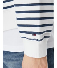 TOMMY HILFIGER SCRIPT LOGO Felpa full zip in cotone con cappuccio ecru / navy stripe - Felpe Donna - 4