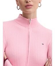 TOMMY HILFIGER TH JEANS Cardigan a trecce leggero full zip pink sugar stripe - Maglie Donna - 3