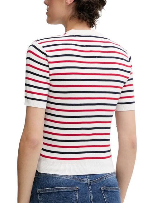 TH JEANS Maglia a manica corta in cotone white/navy stripe - T-shirt e Top Donna