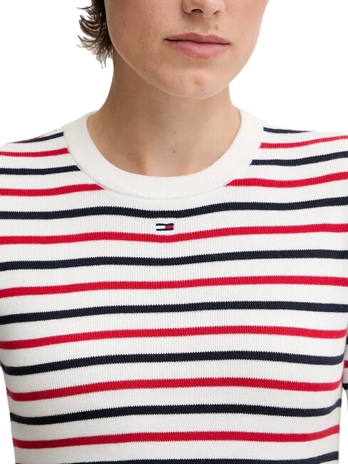 TH JEANS Maglia a manica corta in cotone white/navy stripe - T-shirt e Top Donna