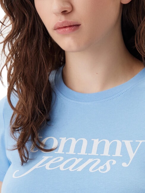 TH JEANS T-shirt in cotone con stampa logo sugarplum blue - T-shirt e Top Donna