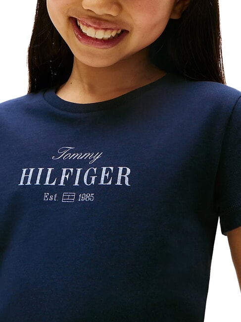 KIDS BIMBA T-shirt in cotone stampa glitterata dark night navy - T-shirt Bambino