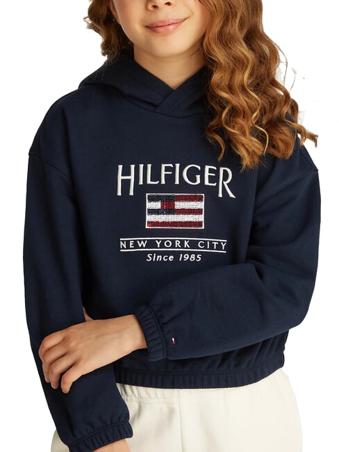 KIDS BIMBA Felpa con cappuccio patch paillettes dark night navy - Felpe Bambini