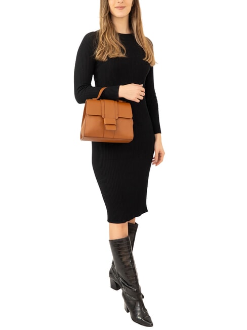 SABRINA Borsa a mano elegante in pelle dollaro cuoio scuro - Borse Donna