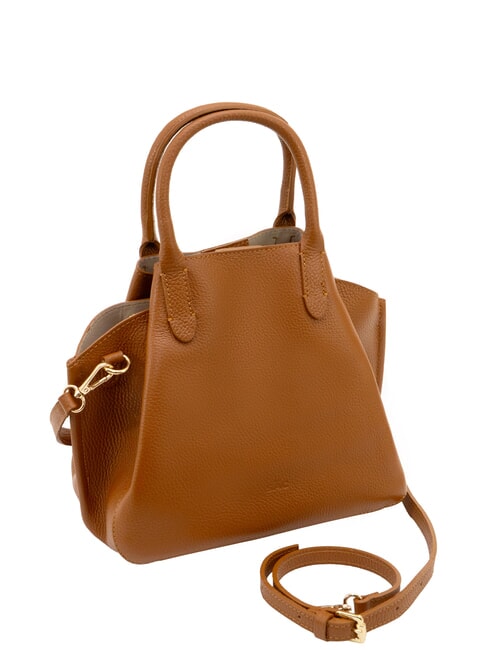 ALICE Borsa a mano in pelle con tracolla cuoio scuro - Borse Donna