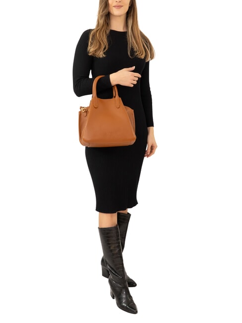 ALICE Borsa a mano in pelle con tracolla cuoio scuro - Borse Donna