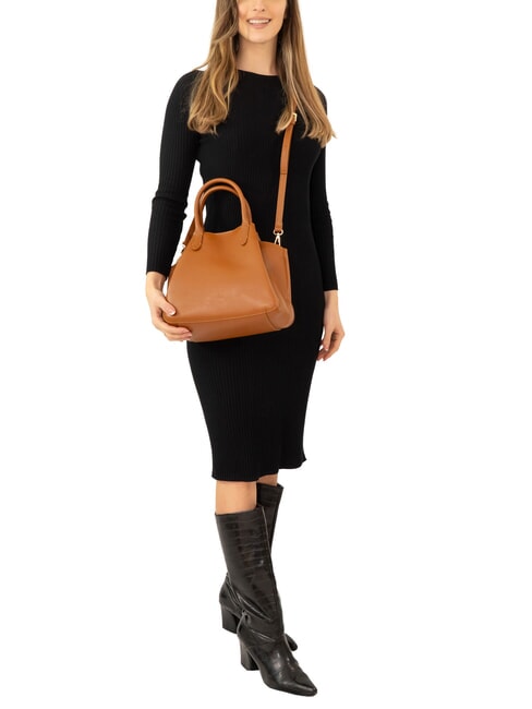 ALICE Borsa a mano in pelle con tracolla cuoio scuro - Borse Donna