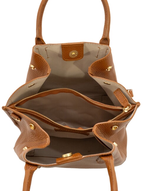 ALICE Borsa a mano in pelle con tracolla cuoio scuro - Borse Donna