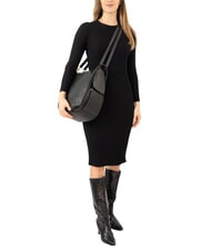 LESAC TRIO Zaino sacca in pelle stampa struzzo nero struzzo - Borse Donna - 5