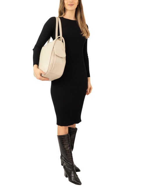 TRIO Zaino sacca in pelle stampa struzzo bianco struzzo - Borse Donna