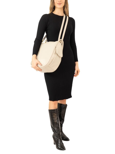 TRIO Zaino sacca in pelle stampa struzzo bianco struzzo - Borse Donna