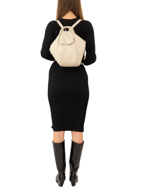 TRIO Zaino sacca in pelle stampa struzzo bianco struzzo - Borse Donna