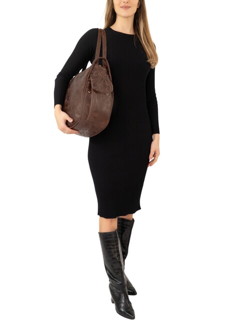 TRIO Zaino sacca in pelle damascata marrone damascato - Borse Donna