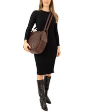 LESAC TRIO Zaino sacca in pelle damascata marrone damascato - Borse Donna - 5