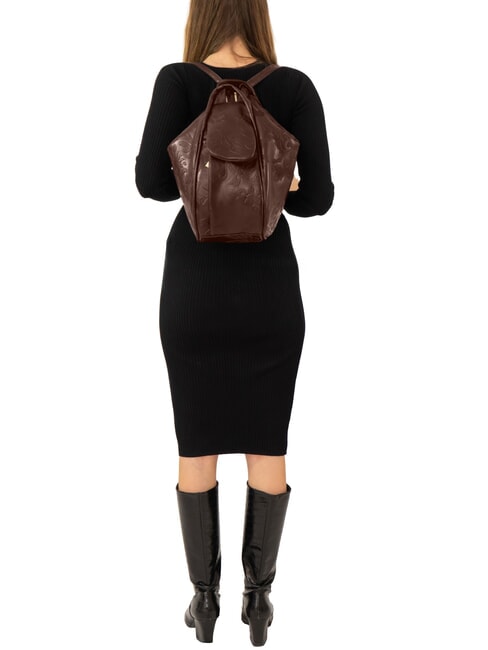 TRIO Zaino sacca in pelle damascata marrone damascato - Borse Donna