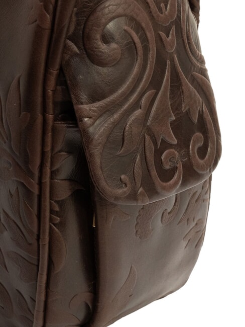 TRIO Zaino sacca in pelle damascata marrone damascato - Borse Donna