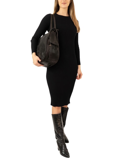 TRIO Zaino sacca in pelle damascata nero damascato - Borse Donna