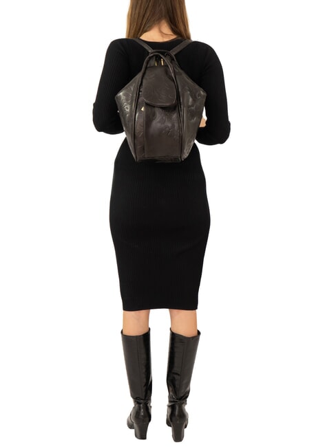 TRIO Zaino sacca in pelle damascata nero damascato - Borse Donna