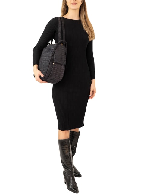 TRIO Zaino sacca in pelle stampa cocco blu cocco - Borse Donna