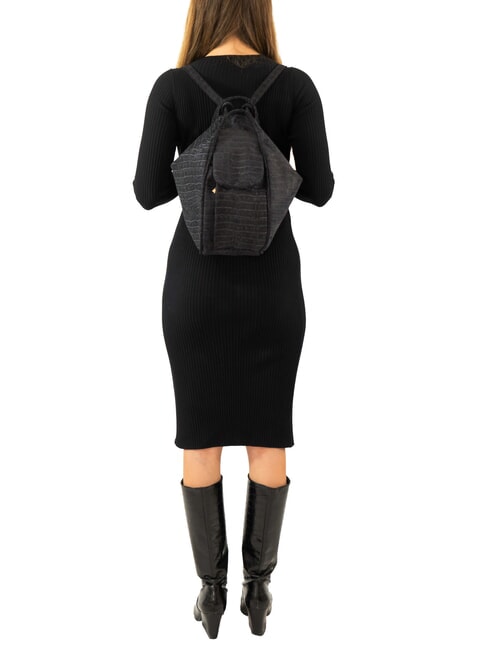 TRIO Zaino sacca in pelle stampa cocco blu cocco - Borse Donna