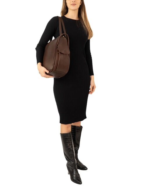 TRIO Zaino sacca in pelle nappa caffe - Borse Donna