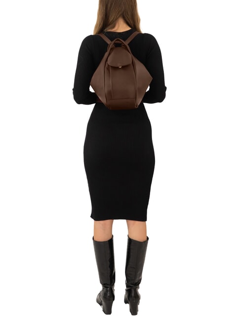 TRIO Zaino sacca in pelle nappa caffe - Borse Donna