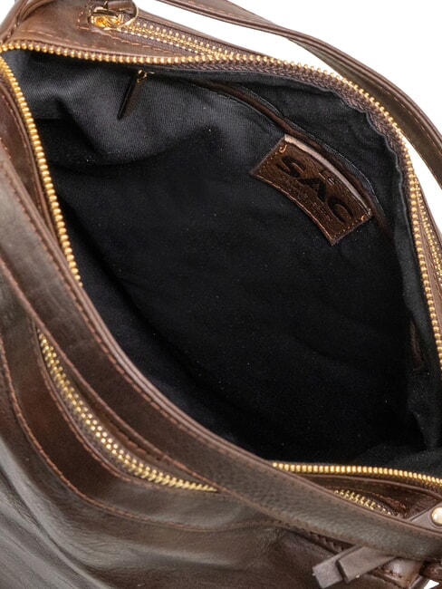 TRIO Zaino sacca in pelle nappa caffe - Borse Donna