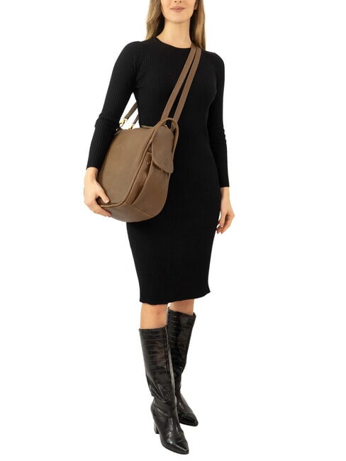 TRIO Zaino sacca in pelle nappa tortora - Borse Donna