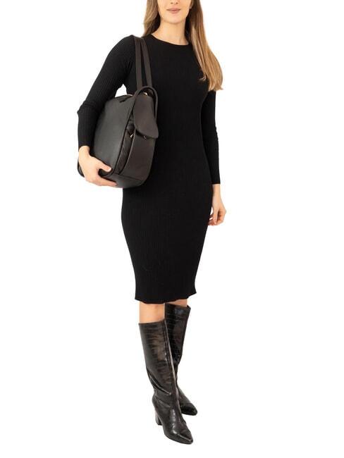 TRIO Zaino sacca in pelle nappa nero - Borse Donna