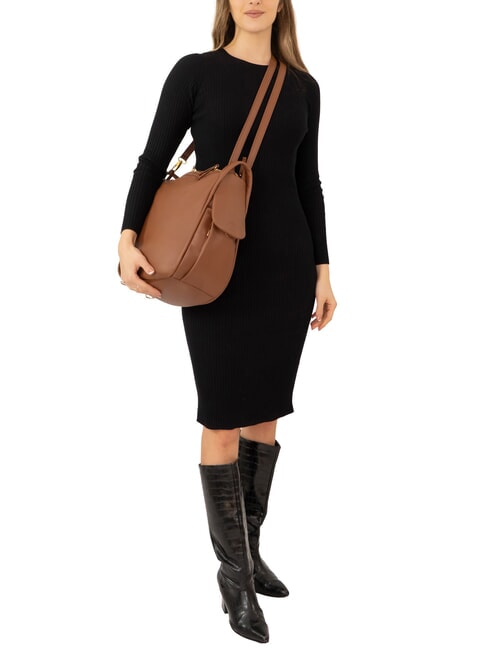 TRIO Zaino sacca in pelle nappa cioccolato - Borse Donna