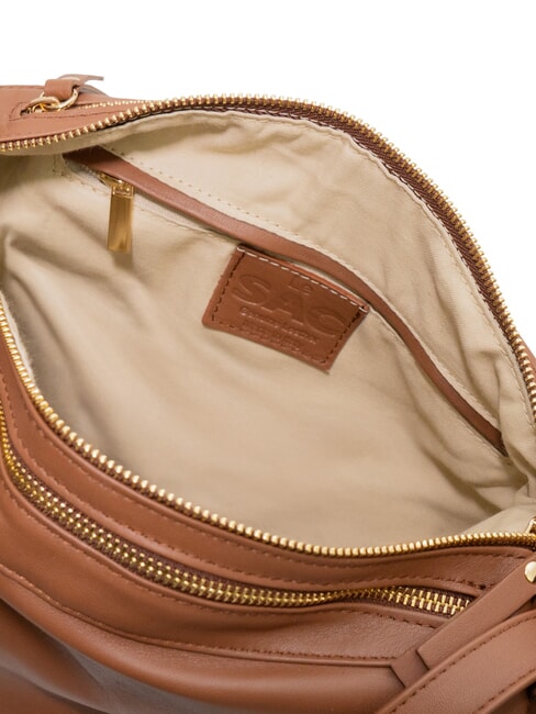 TRIO Zaino sacca in pelle nappa cioccolato - Borse Donna