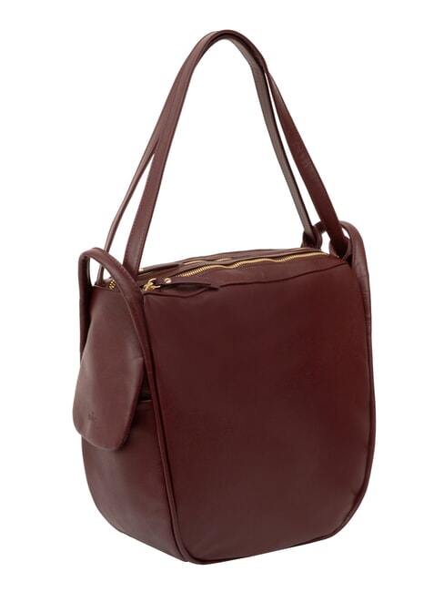 TRIO Zaino sacca in pelle nappa vinaccia - Borse Donna