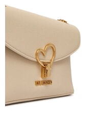 LOVE MOSCHINO HEART TURNLOCK Borsa a spalla convertible avorio - Borse Donna - 3