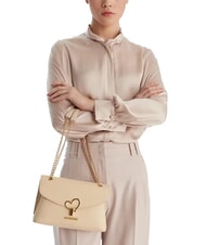 LOVE MOSCHINO HEART TURNLOCK Borsa a spalla convertible avorio - Borse Donna - 5