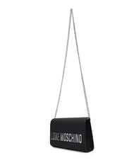 LOVE MOSCHINO SMART DAILY Pochette con tracolla catena nero lacca - Borse Donna - 4