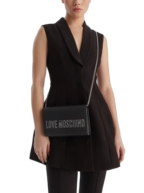 SMART DAILY Pochette con tracolla catena nero lacca - Borse Donna