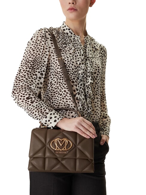 EMBOSSED Borsa cartelletta con tracolla fango - Borse Donna