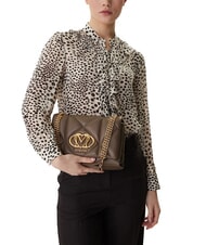 LOVE MOSCHINO EMBOSSED Borsa a spalla convertible fango - Borse Donna - 5