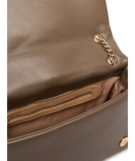 LOVE MOSCHINO EMBOSSED Borsa a spalla convertible fango - Borse Donna - 6