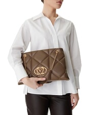 LOVE MOSCHINO EMBOSSED Borsa a spalla manici catena fango - Borse Donna - 5